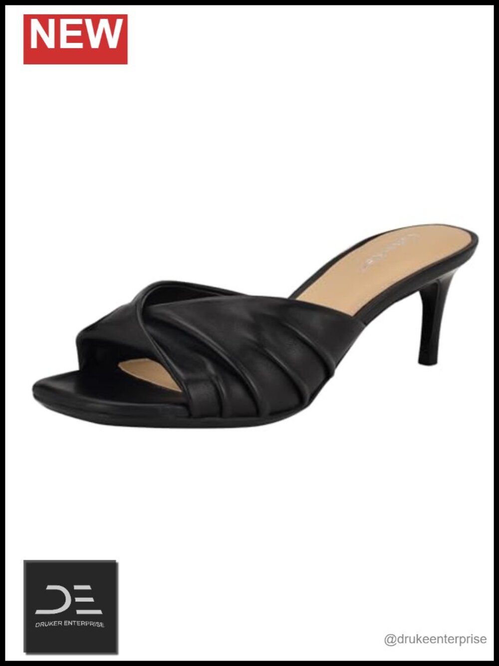 Women's Heeled Sandals Leather Slip-On Stiletto Dress Shoes